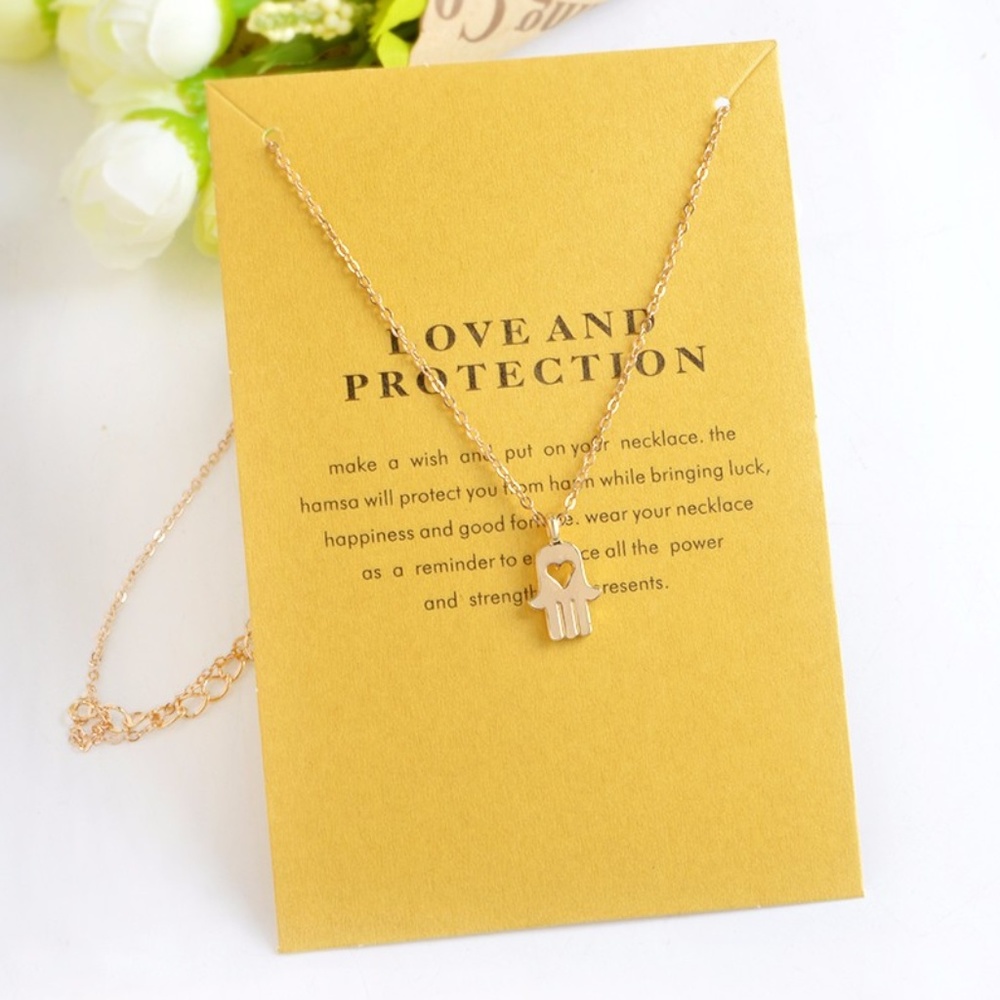 Love & Protection Gold Tone Necklace with Card